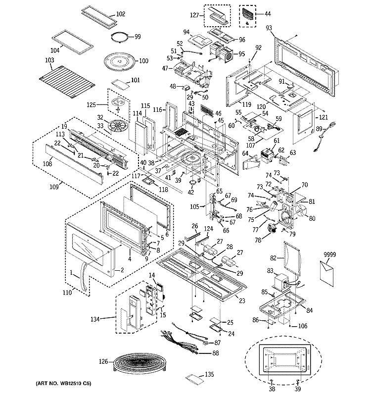 MICROWAVE Diagram and Parts List for JVM3660SF001  General Electric Microwave