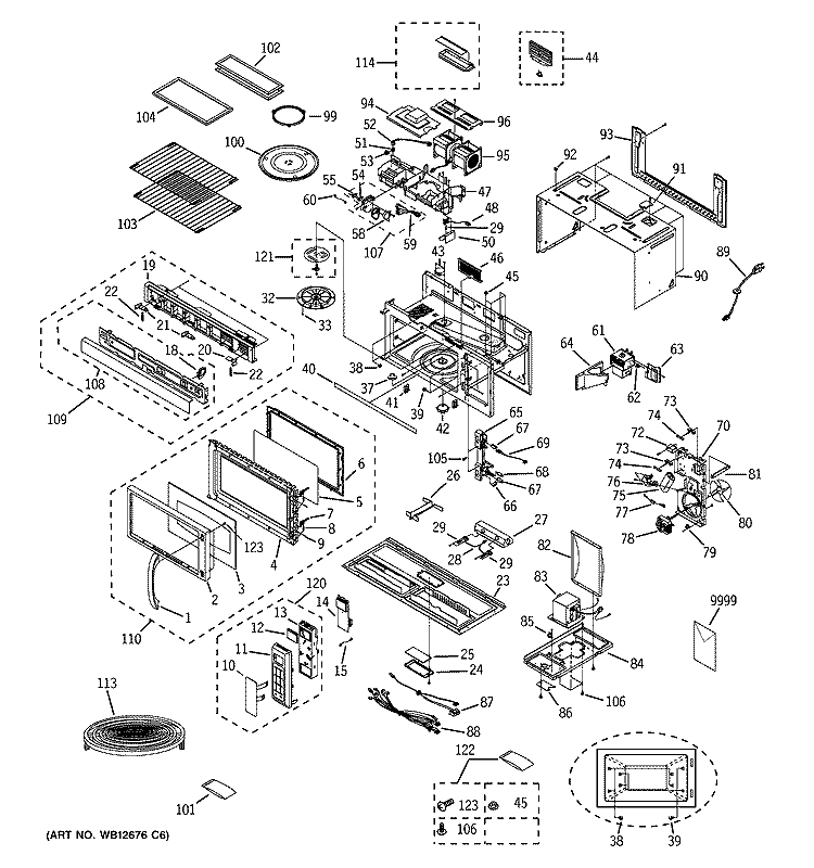 MICROWAVE Diagram and Parts List for JVM1870WF001  General Electric Microwave