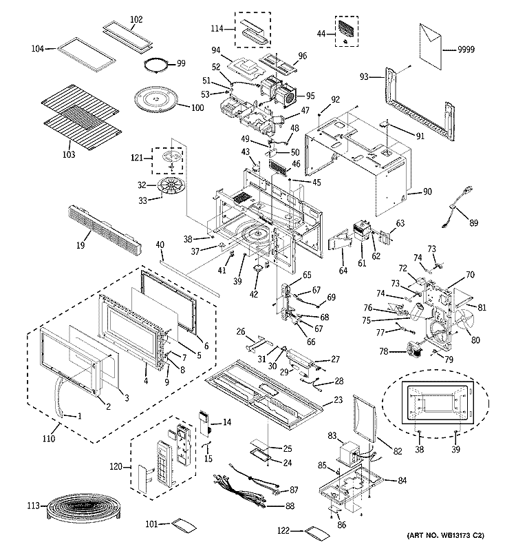 MICROWAVE Diagram and Parts List for JVM1851BH01  General Electric Microwave