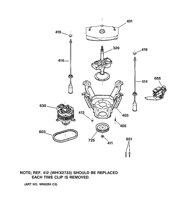 SUSPENSION, PUMP & DRIVE COMPONENTS Diagram and Parts List for S8000E1WW  General Electric Washer
