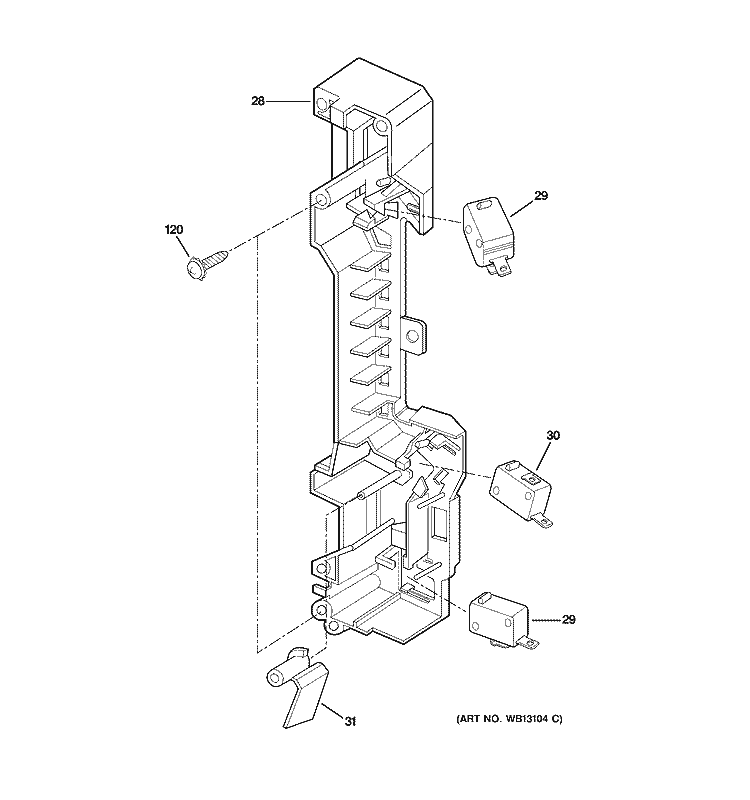 LATCH BOARD PARTS Diagram and Parts List for JVM1631WH003  General Electric Microwave