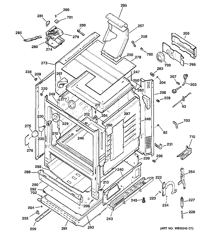 BODY PARTS Diagram and Parts List for JGBP28WEJ1WW  General Electric Range