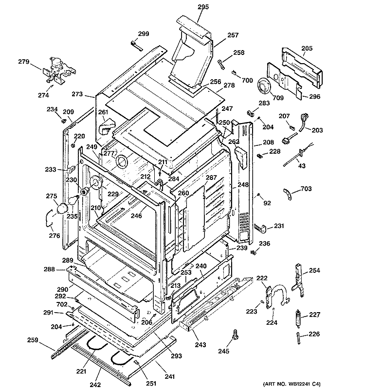 BODY PARTS Diagram and Parts List for JGBP85CEH2CC  General Electric Range