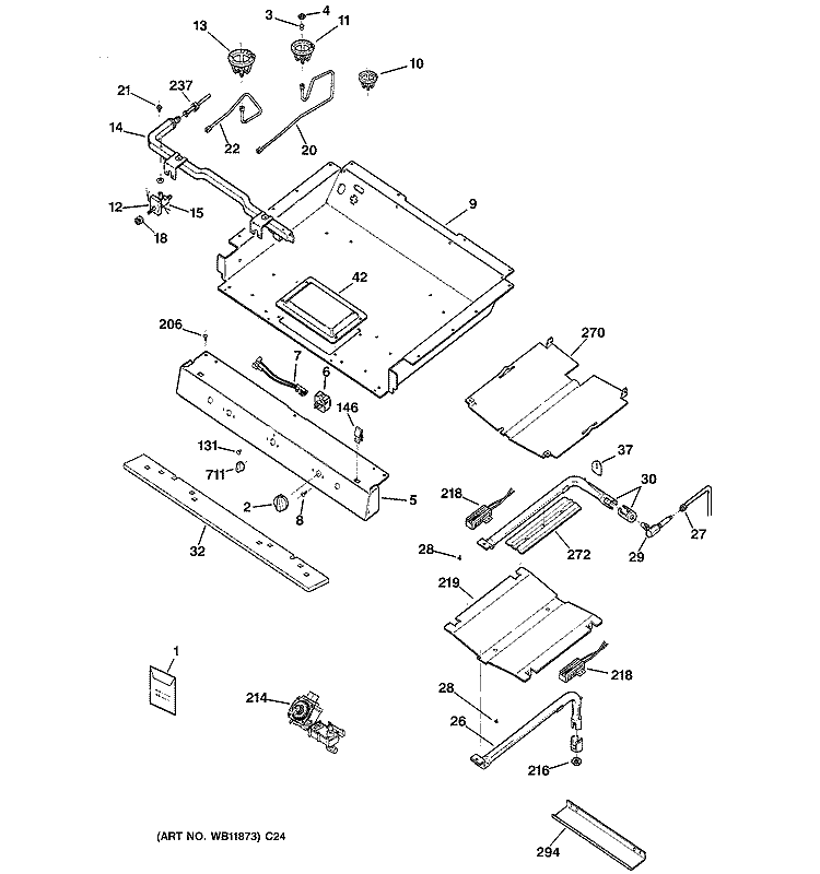 GAS & BURNER PARTS Diagram and Parts List for JGBP99BEH2BB  General Electric Range