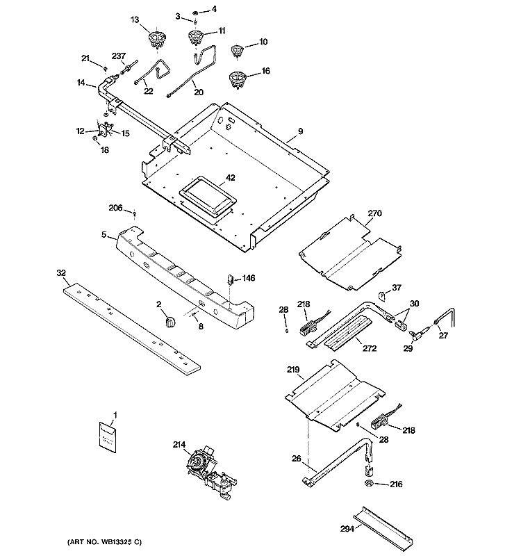GAS & BURNER PARTS Diagram and Parts List for EGR3001EJ1SS  General Electric Range