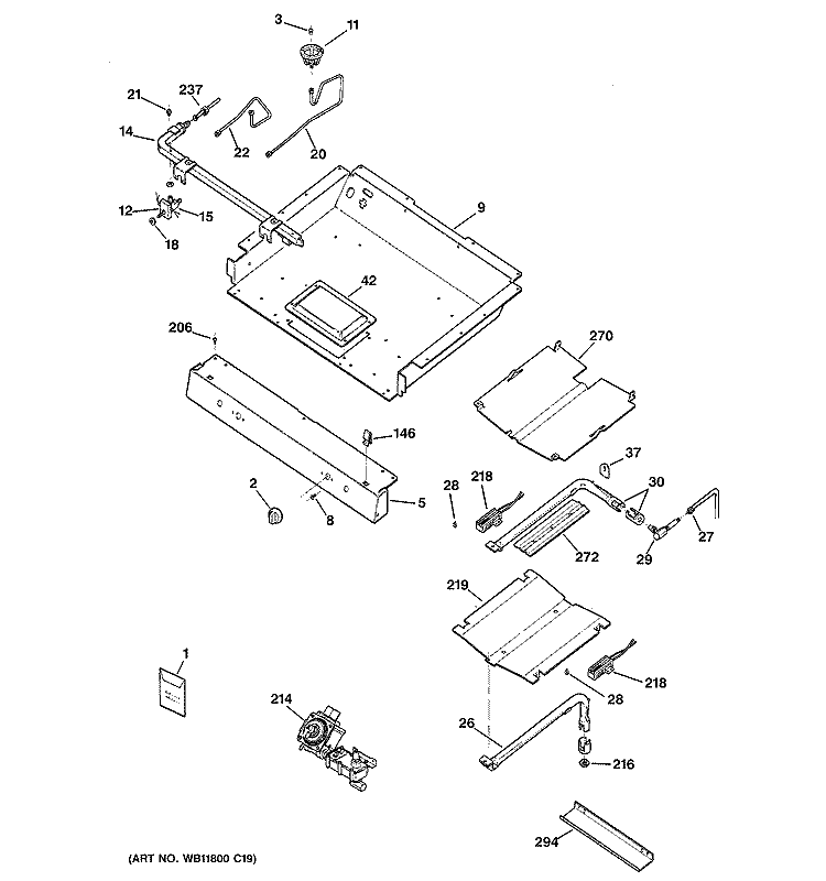 GAS & BURNER PARTS Diagram and Parts List for JGBP28TEH2WW  General Electric Range