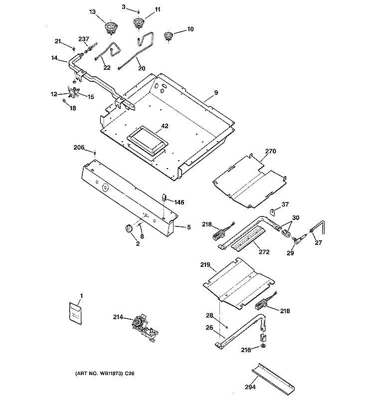 GAS & BURNER PARTS Diagram and Parts List for JGBP80CEH2CC  General Electric Range
