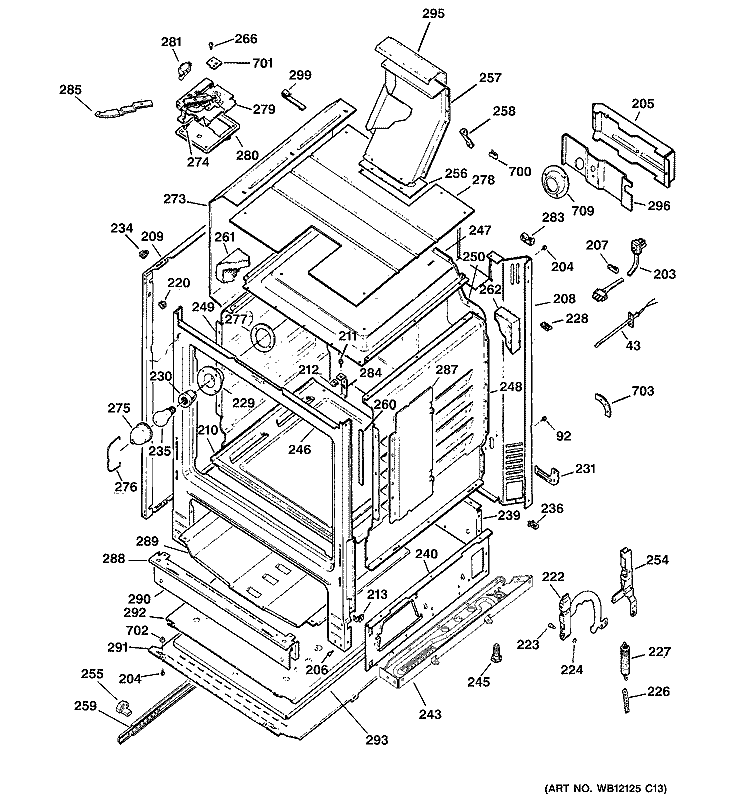 BODY PARTS Diagram and Parts List for JGBP80CEH2CC  General Electric Range