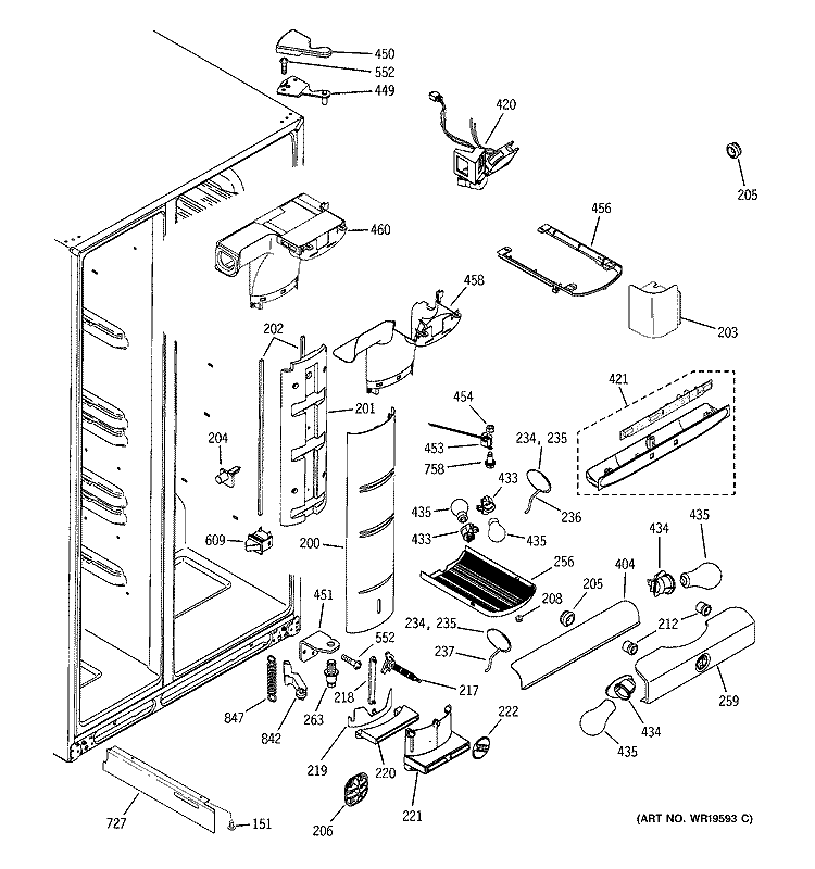 FRESH FOOD SECTION Diagram and Parts List for PIT23SCPBBS  General Electric Refrigerator