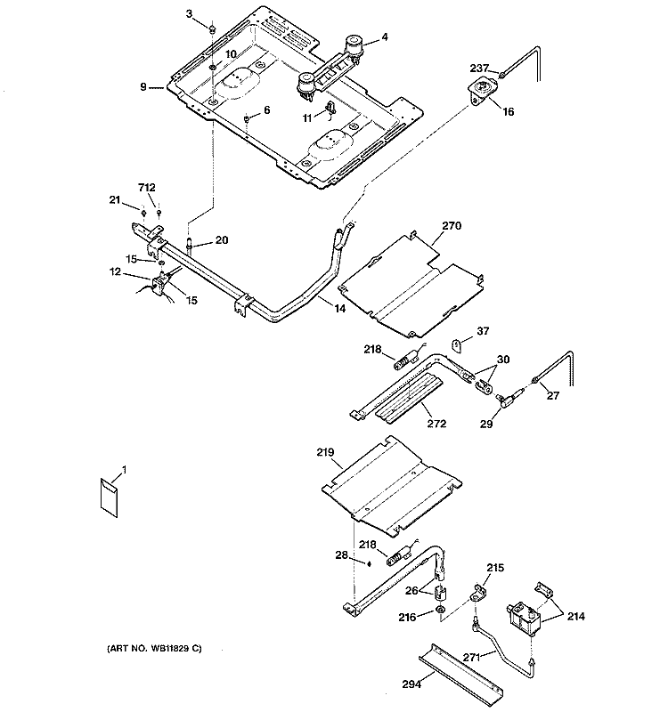 GAS & BURNER PARTS Diagram and Parts List for JGBP24BEH2CT  General Electric Range