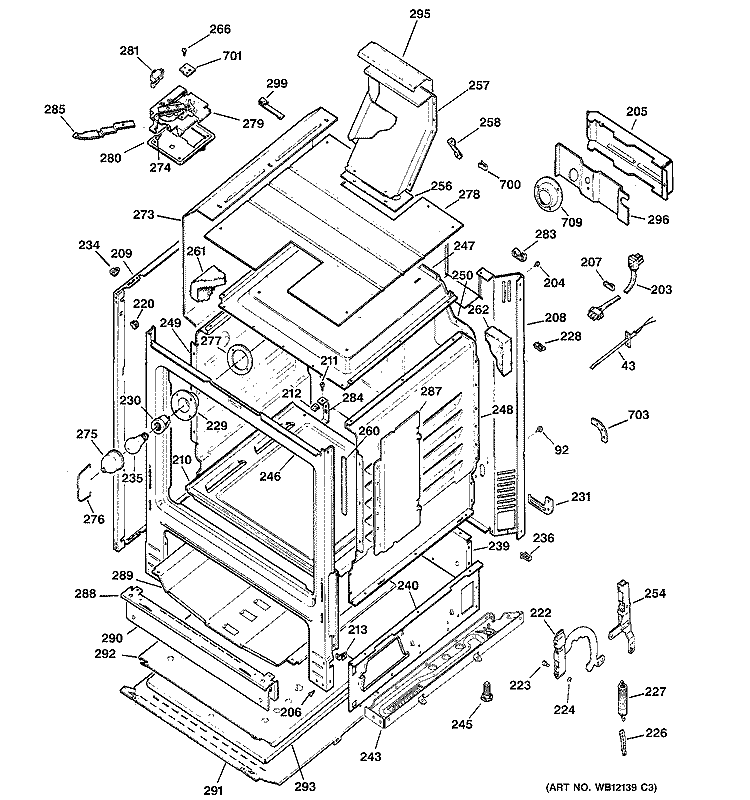 BODY PARTS Diagram and Parts List for JGBP24BEH2CT  General Electric Range