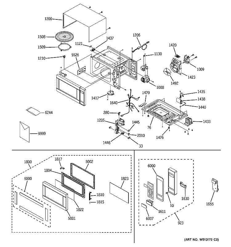 MICROWAVE Diagram and Parts List for JES1142SJ02  General Electric Microwave