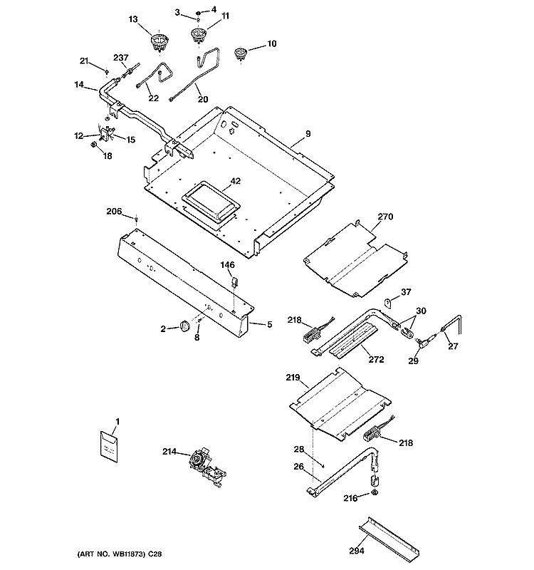 GAS & BURNER PARTS Diagram and Parts List for JGBP80CEH3CC  General Electric Range