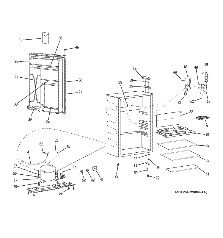 REFRIGERATOR Diagram and Parts List for GMR04HANCBS  General Electric Refrigerator