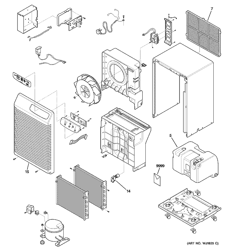 DEHUMIDIFIER Diagram and Parts List for AHG30LGG1  General Electric Dehumidifier