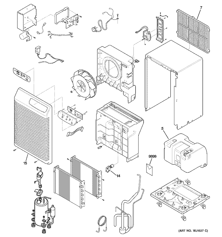 DEHUMIDIFIER Diagram and Parts List for AHG40LFM1  General Electric Dehumidifier