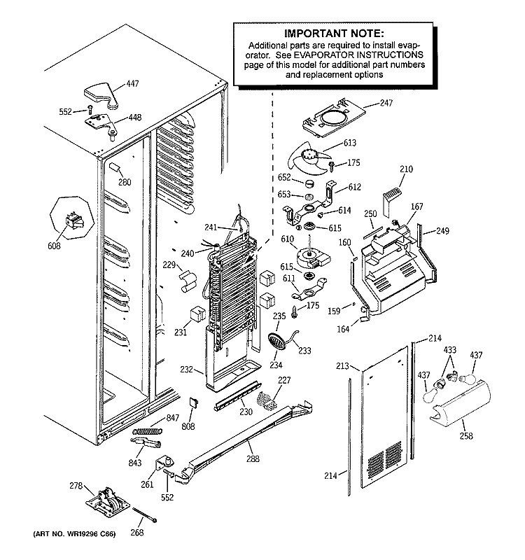 FREEZER SECTION Diagram and Parts List for PSW26SGRASS  General Electric Refrigerator