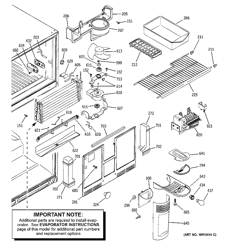 FREEZER SECTION Diagram and Parts List for PTT22SCPARBS  General Electric Refrigerator