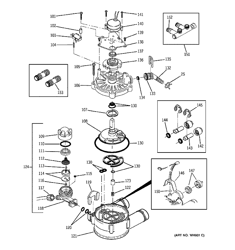 PUMP Diagram and Parts List for GXSF18G01  General Electric Water Softener