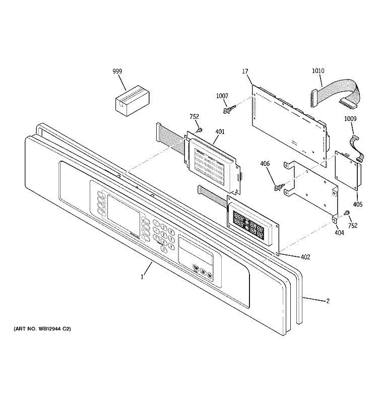 CONTROL PANEL Diagram and Parts List for JT980CH1CC  General Electric Microwave Oven Combo