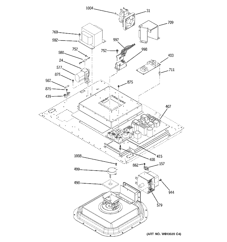 CONTROL SECTION Diagram and Parts List for JT980CH1CC  General Electric Microwave Oven Combo