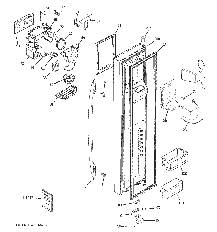 FREEZER DOOR Diagram and Parts List for PSS26LSRASS  General Electric Refrigerator
