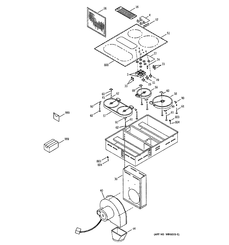 CONTROL PANEL & COOKTOP Diagram and Parts List for JP989SD2SS  General Electric Cooktop