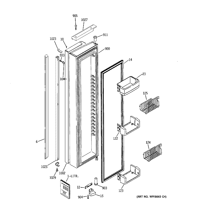 FREEZER DOOR Diagram and Parts List for PSI23SCRBSV  General Electric Refrigerator