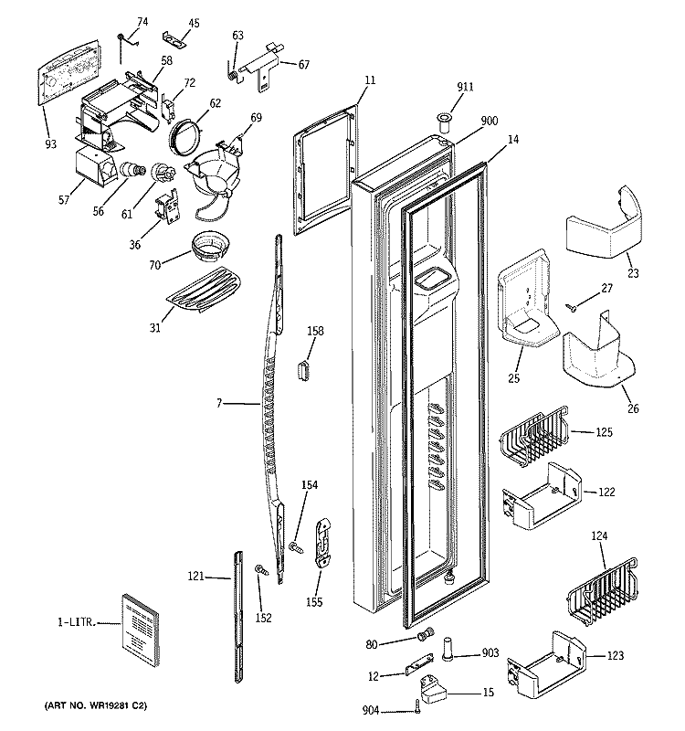 FREEZER DOOR Diagram and Parts List for PSC23NHPBWW  General Electric Refrigerator