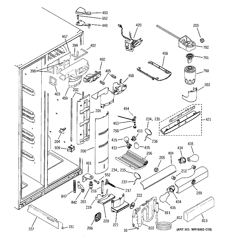 FRESH FOOD SECTION Diagram and Parts List for PSK25NGNCCCC  General Electric Refrigerator