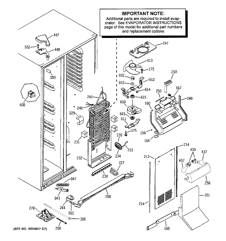 FREEZER SECTION Diagram and Parts List for PSI23NCPBWW  General Electric Refrigerator