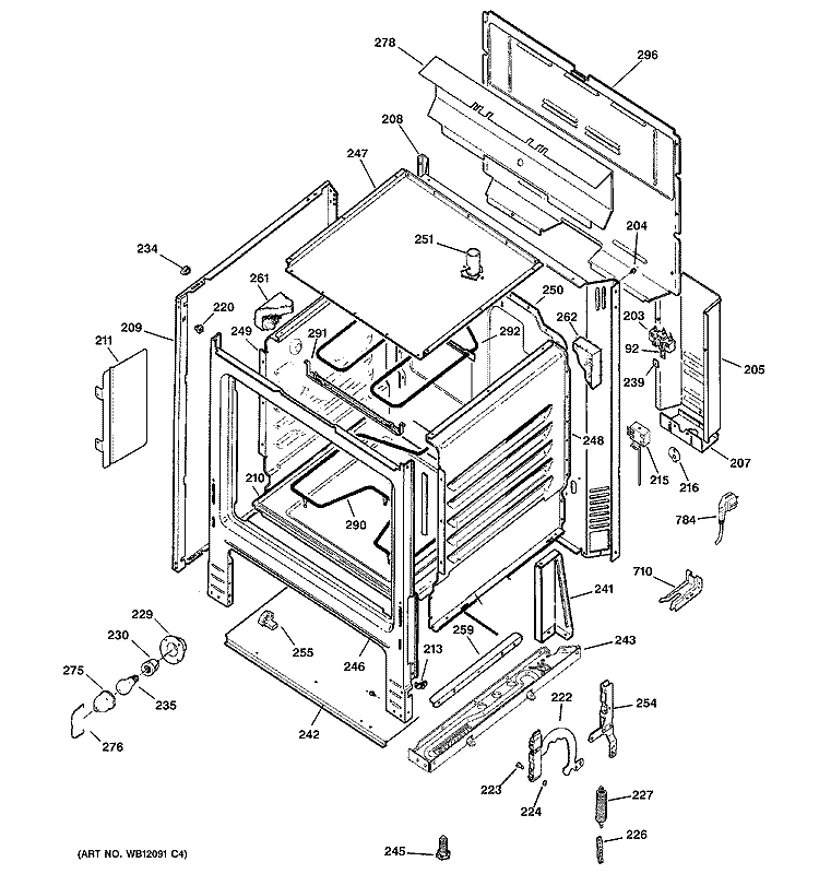 BODY PARTS Diagram and Parts List for RCBS536WJ1WW  Hotpoint Range