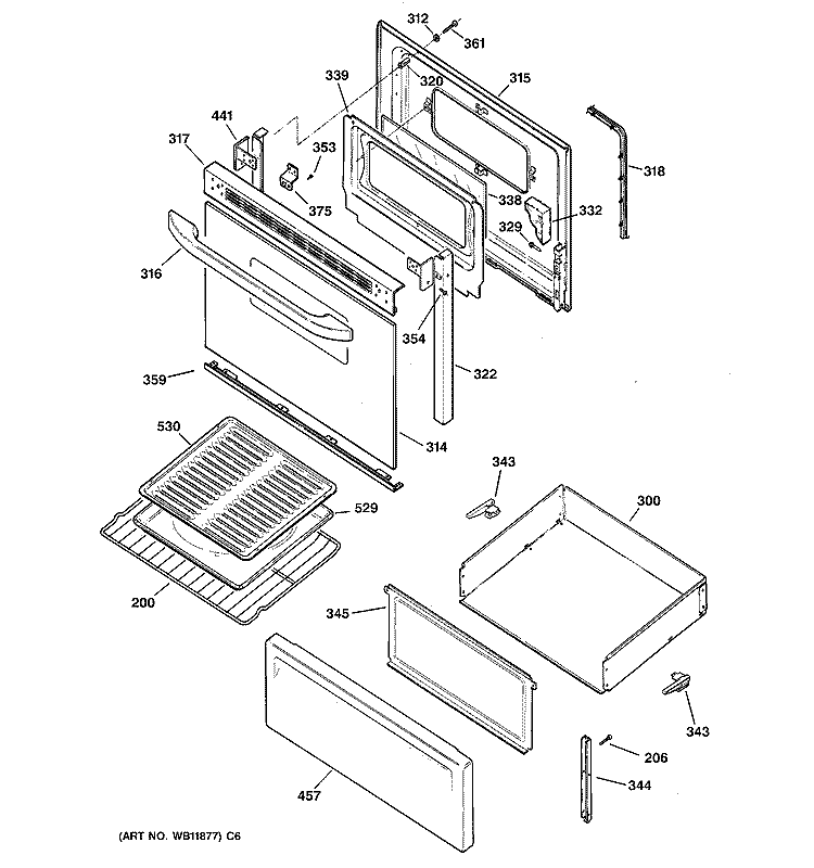 DOOR & DRAWER PARTS Diagram and Parts List for RCBS787WJ1WW  Hotpoint Range