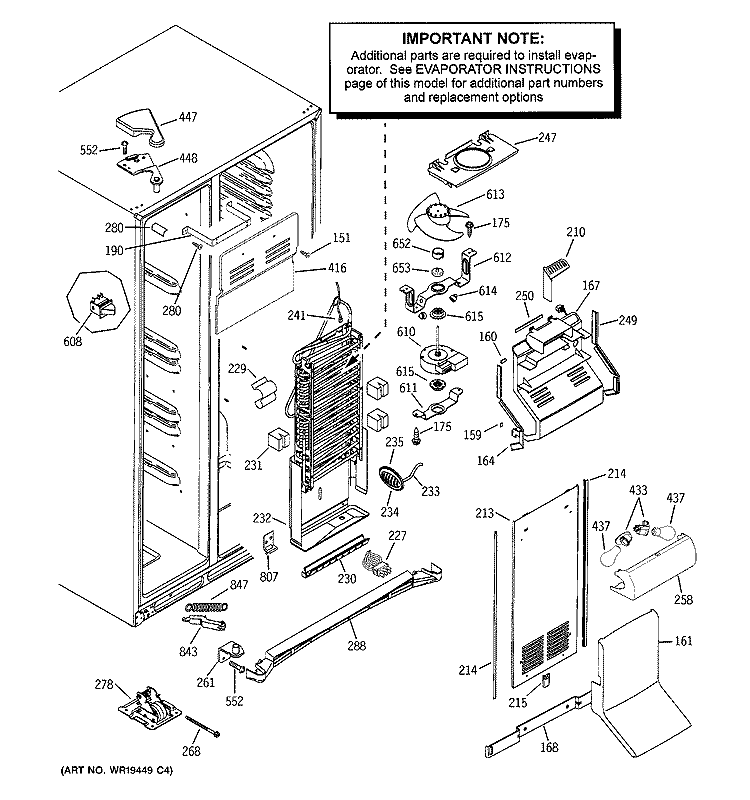 FREEZER SECTION Diagram and Parts List for GSS25YBSAWW  General Electric Refrigerator