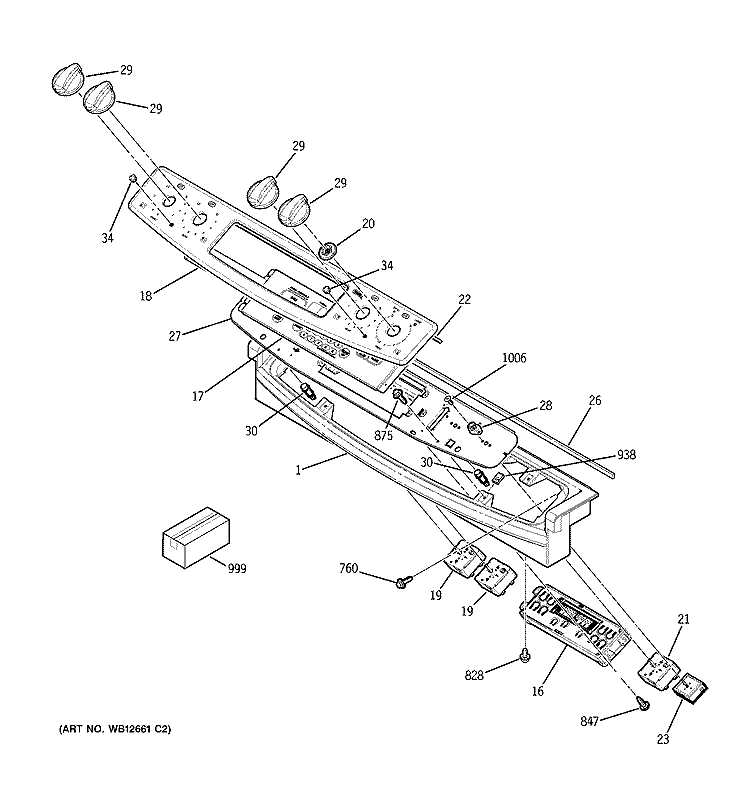 CONTROL PANEL Diagram and Parts List for JCSP47BF5BB  General Electric Range