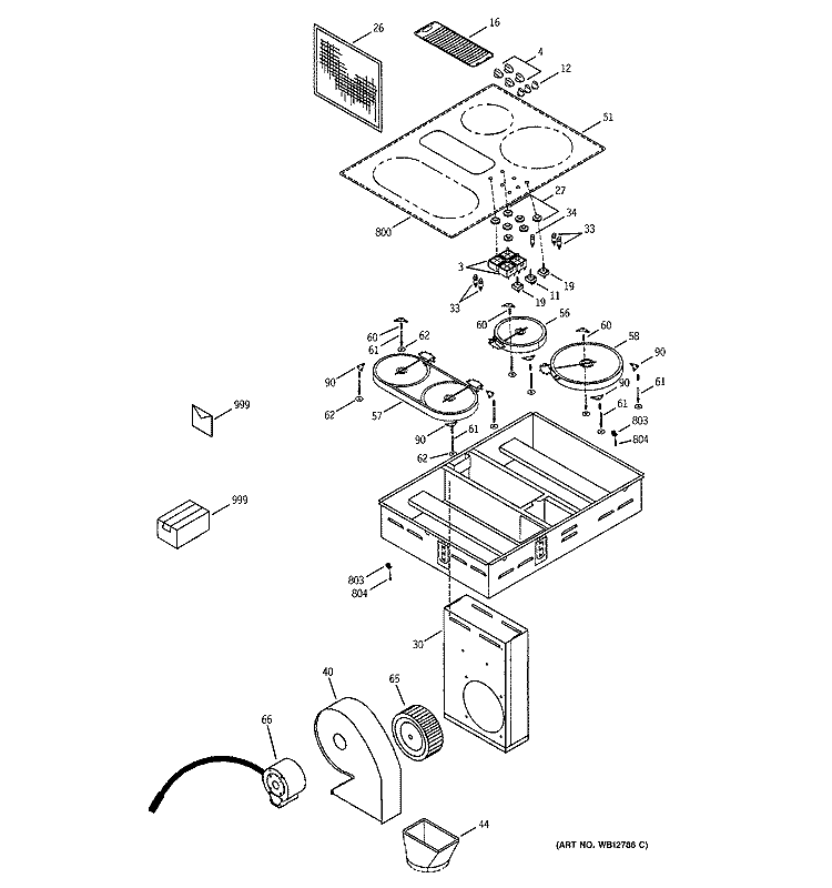CONTROL PANEL & COOKTOP Diagram and Parts List for JP989SD4SS  General Electric Cooktop