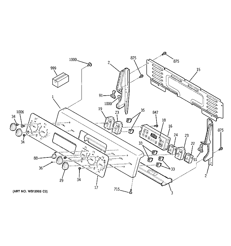CONTROL PANEL Diagram and Parts List for JBP99SH2SS  General Electric Range