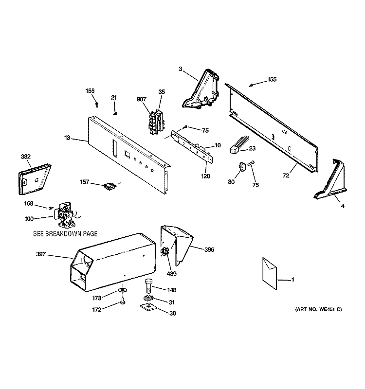 CONTROL PANEL & COIN BOX ASSEMBLY Diagram and Parts List for DCCD330ED2WC  General Electric Dryer