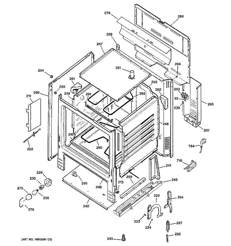 BODY PARTS Diagram and Parts List for JCBS35WJ1WW  General Electric Range