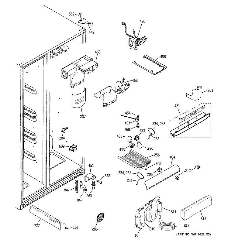 FRESH FOOD SECTION Diagram and Parts List for GCG21YERAFSS  General Electric Refrigerator