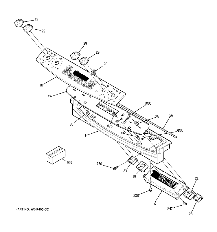 CONTROL PANEL Diagram and Parts List for JD968KF5CC  General Electric Range