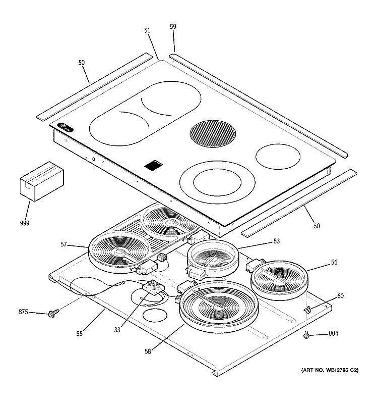 COOKTOP Diagram and Parts List for JD968KF5CC  General Electric Range