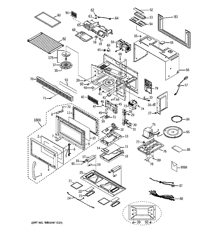 MICROWAVE Diagram and Parts List for EMO3000CBB03  General Electric Microwave