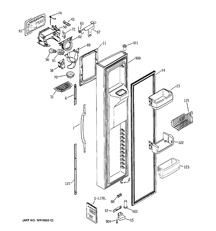 FREEZER DOOR Diagram and Parts List for HSK27MGMJCCC  Hotpoint Refrigerator