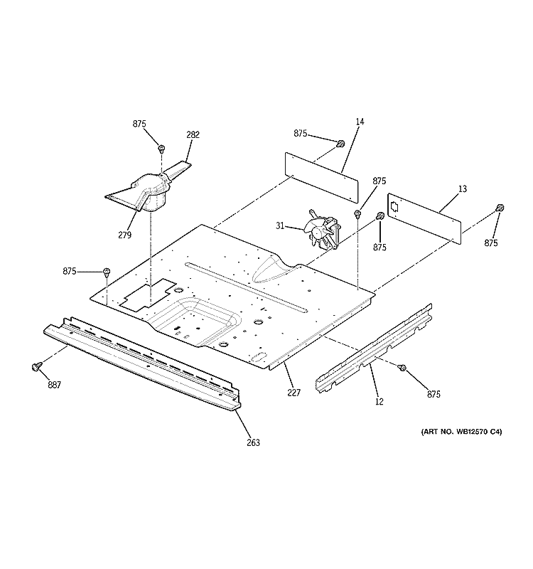 CENTER SPACER Diagram and Parts List for JKP28BF4BB  General Electric Wall Oven