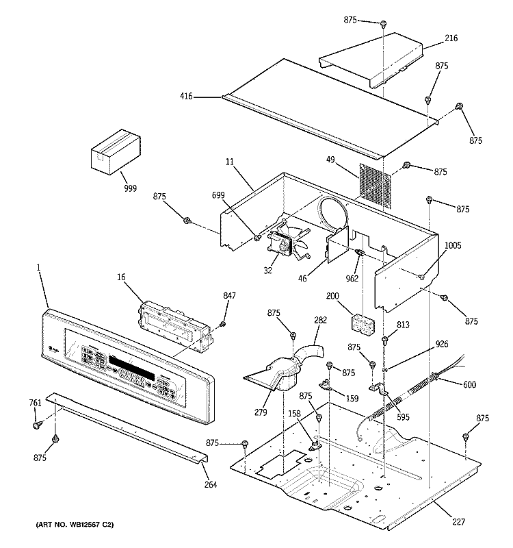 CONTROL PANEL Diagram and Parts List for JK955SF4SS  General Electric Wall Oven