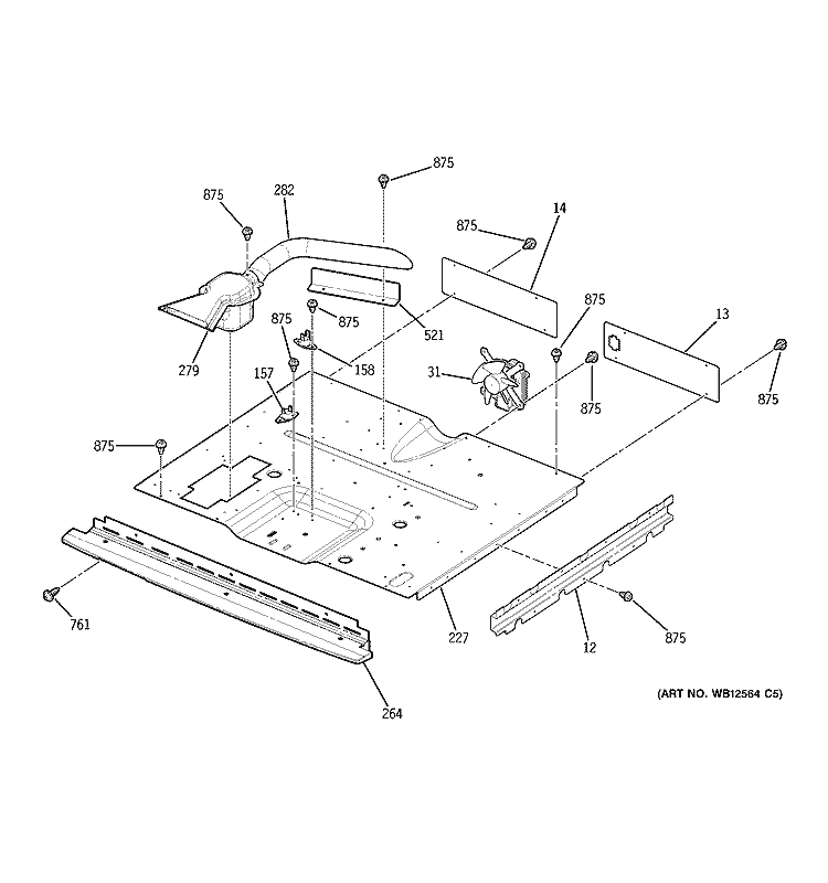 CENTER SPACER Diagram and Parts List for JK955SF4SS  General Electric Wall Oven