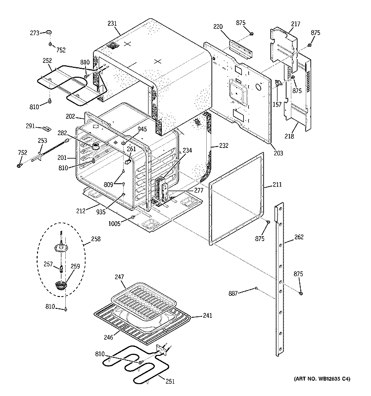 UPPER BODY Diagram and Parts List for JKP50SH3SS  General Electric Wall Oven