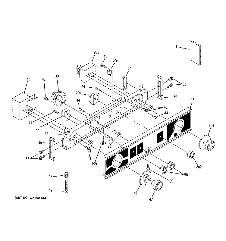 CONTROL PANEL Diagram and Parts List for WSM2480D1WW  General Electric Washer Dryer Combo