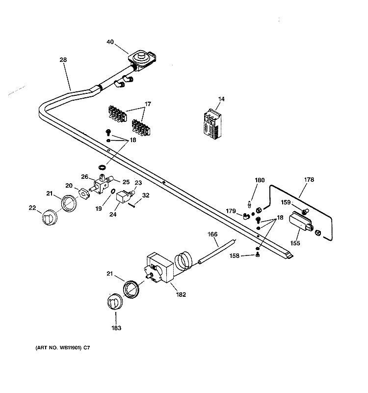 MANIFOLD & CONTROLS Diagram and Parts List for ZGU48L6DWSS  General Electric Cooktop